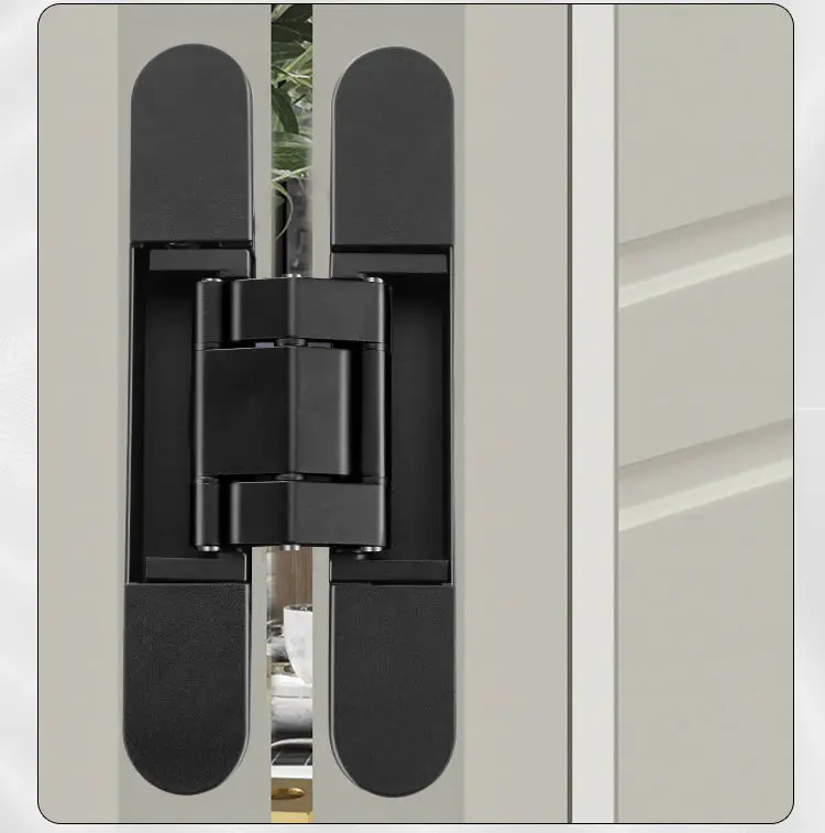 Interior Wood Door Mute Cross Hidden Pivot Hinge180 Degree Casement Bearing 80kg Concealed Hinge