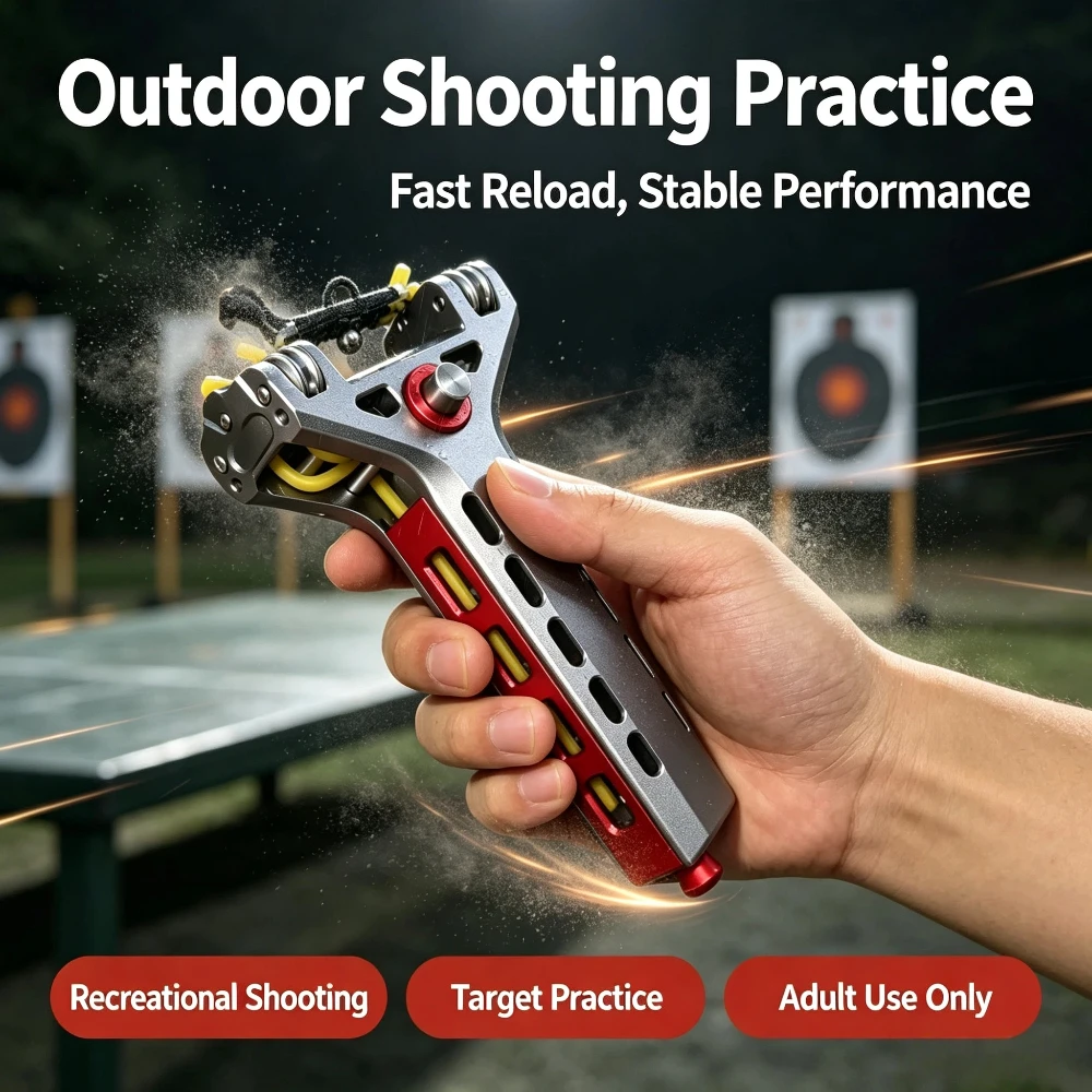 Premium Fast Auto‑Loading Toy Slingshot, Comes with Rubber Bands, Outdoor Recreation Toy for Adults