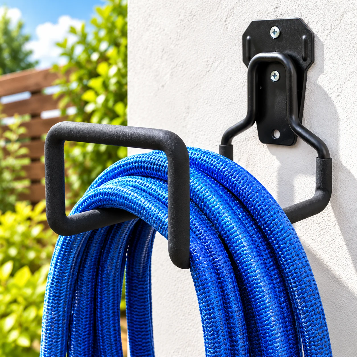 Supporto per tubo da giardino con vite, robusto, da parete, per tubi dell'acqua, ideale per cortili, garage, attrezzi, cavi, tubi, biciclette, supporto in metallo per riporre oggetti, accessori per la