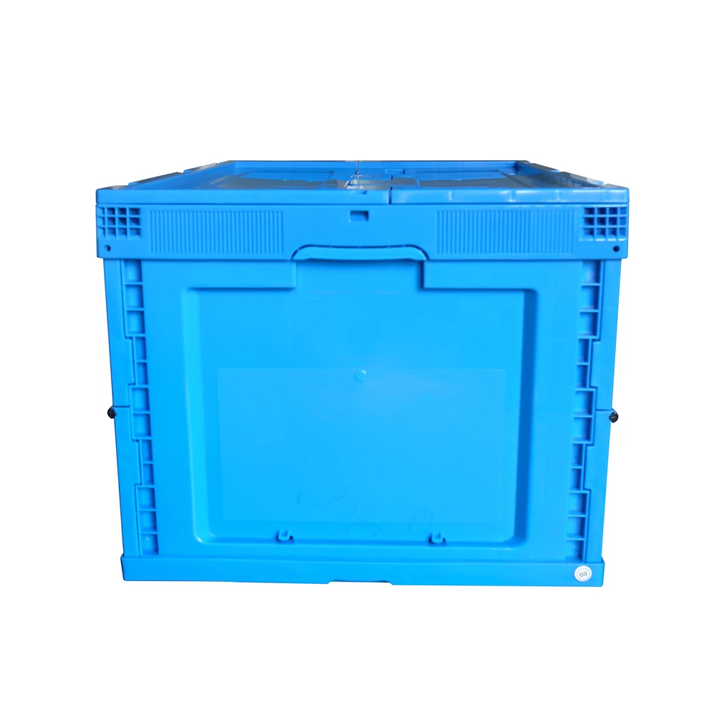 Foldable and Stackable Plastic Turnover Container Attached Lid Plastic Container Storage Boxes Solid Plastic Moving Boxes