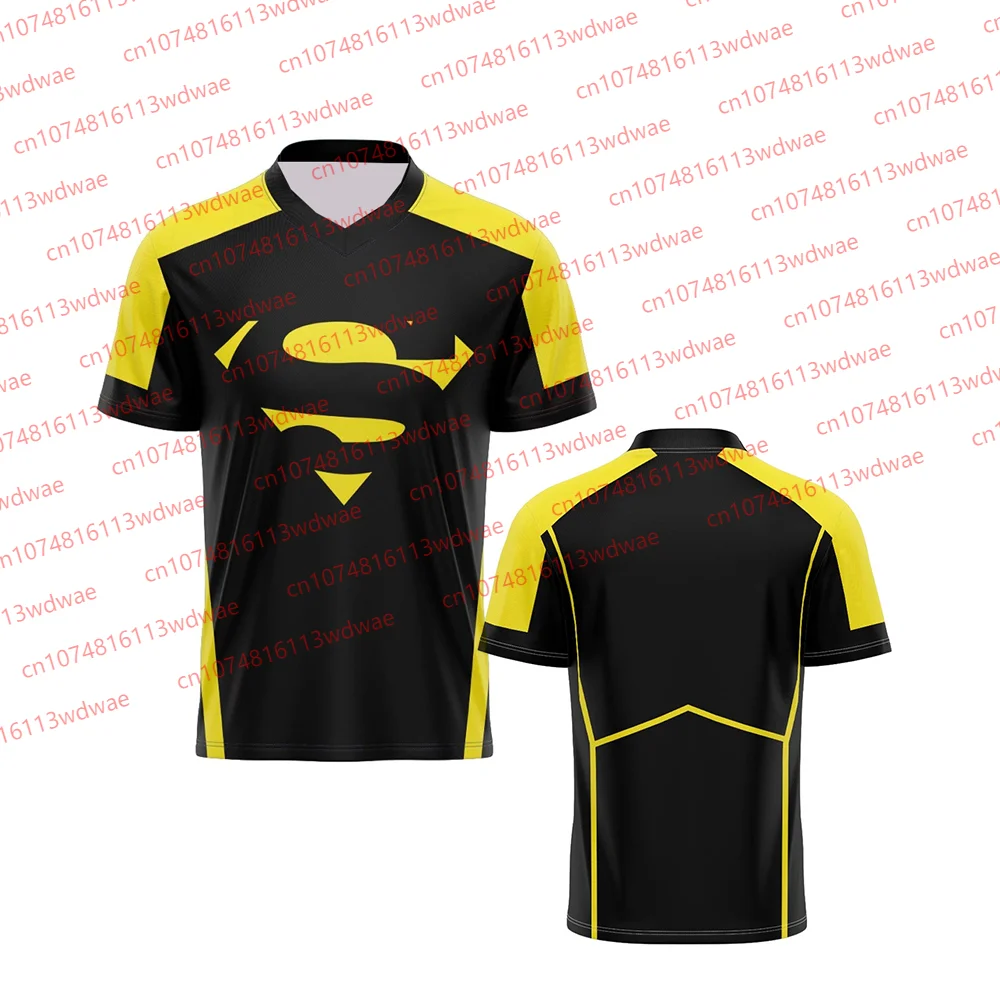 Camiseta de Rugby de Superman para hombre, camiseta de fútbol americano al aire libre de Marvel, Kit de Liga de Justicia de Fitness Unisex, camiseta de Superman de Anime para niños