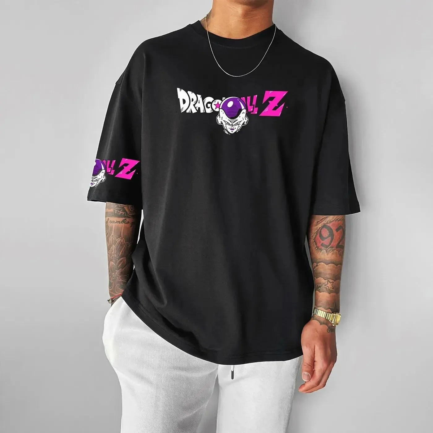 New Dragon Ball Frieza Anime Men's T-shirt Short Sleeve Pattern T-shirt Street Wear Summer Casual Top Hip Hop Y2k Clothing