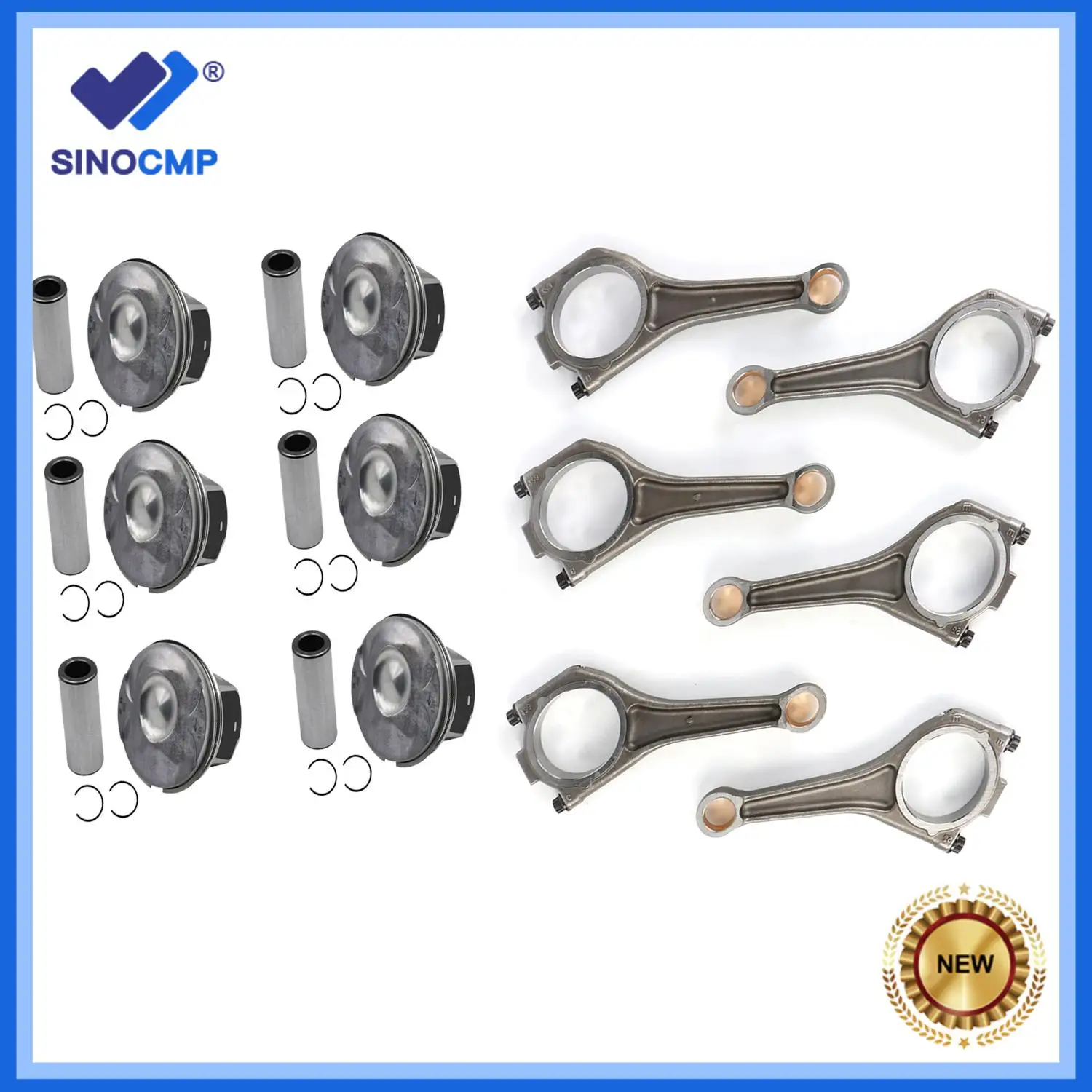 6 uds biela de motor y anillos de pistón de motor para Jaguar Land Rover Range Rover 3.0L AJ126 V6 306PS LR062617 piezas de automóvil