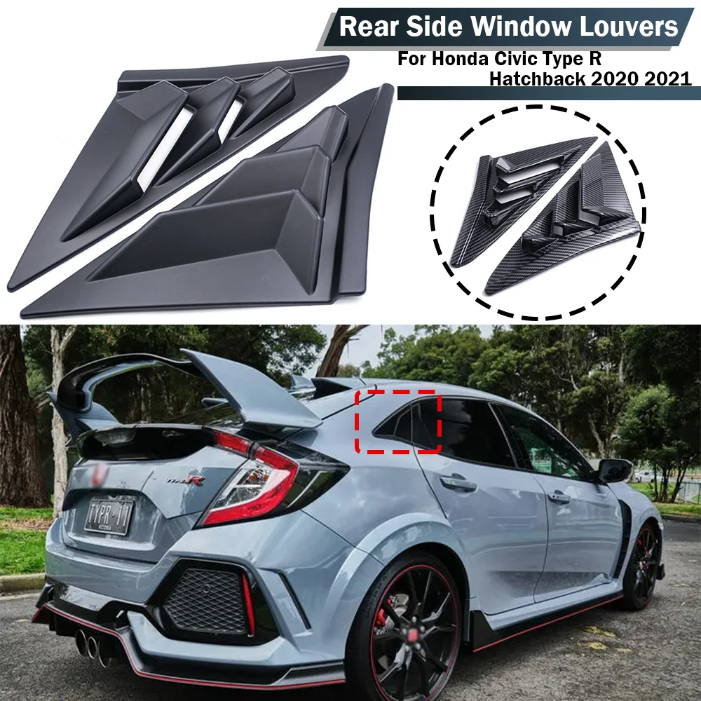 Rear Side Window Louvers Air Vent Scoop Shades Cover Trim Blinds Car Accessories For Honda Civic Type R Hatchback 2020 2021