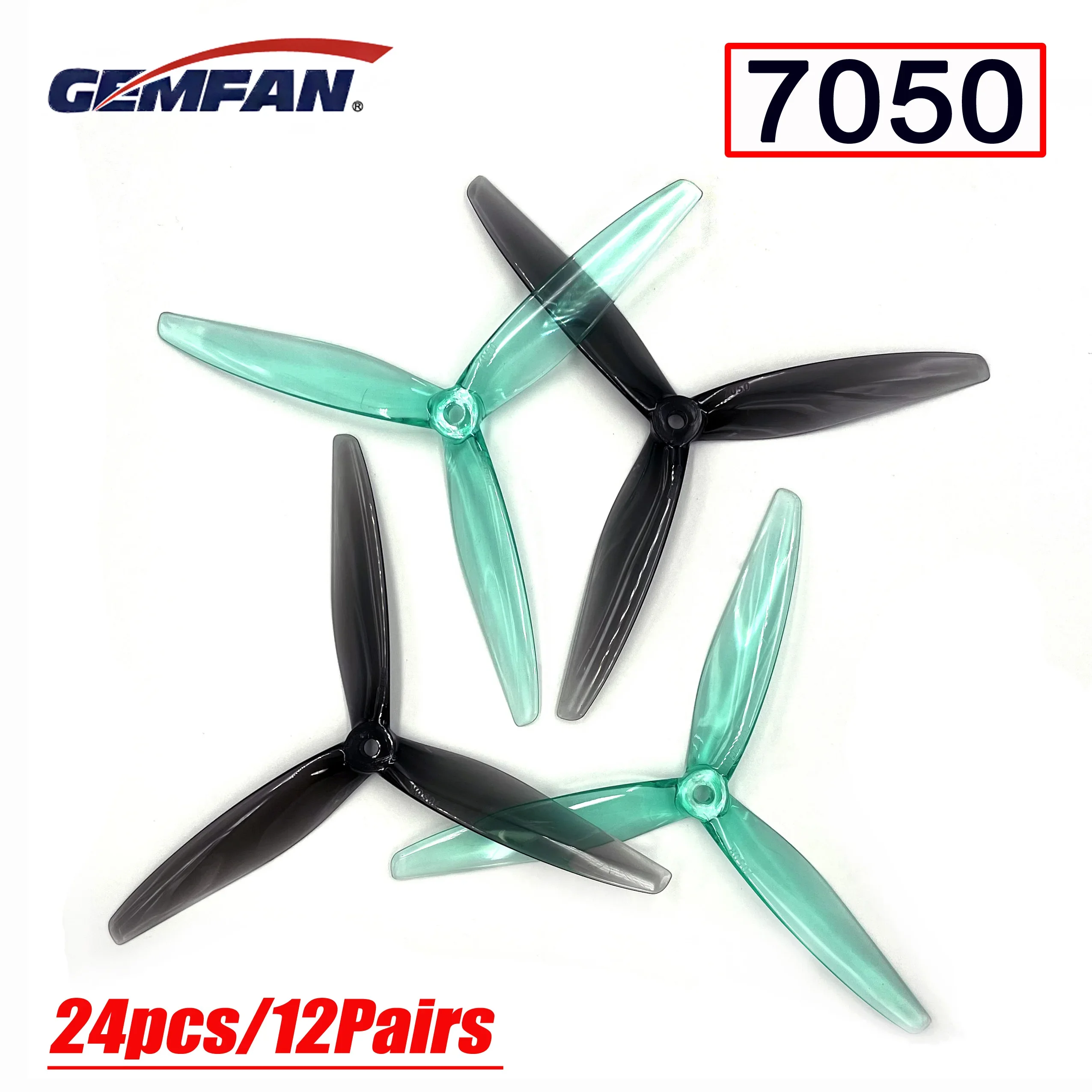 24 pieces/12 pairs Gemfan Qianfeng 7050 7-inch 3-blade PC clockwise and counterclockwise propellers suitable for RC model multi