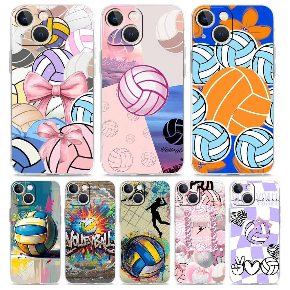 

Soft TPU Transparent Phone Case Cover for iPhone 17 16 15 14 13 12 11 Pro Max 17 Air 7 8 Plus Shell Fundas Volleyball Painted