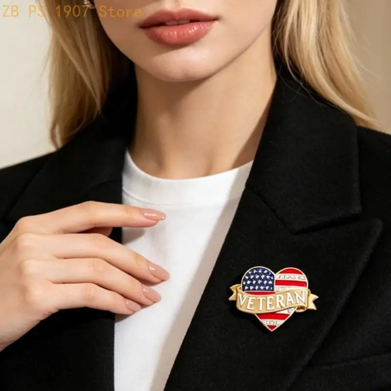 Veterans Honorable Lapel Pin Independence Day Jewelry With US Flag Accent Suitable For Special Occasions 55KA