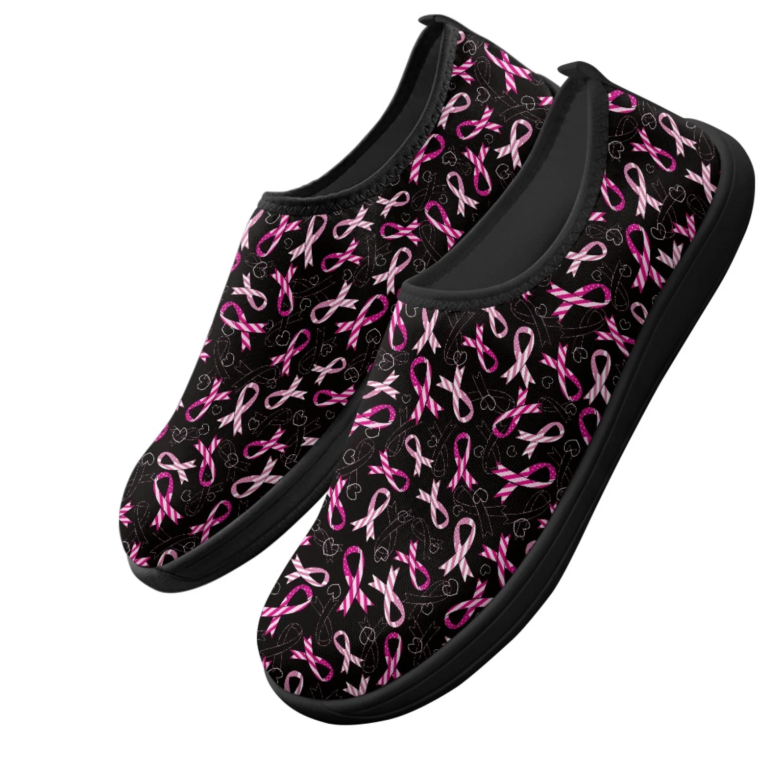 PENSTROLL Wide Width Zero Drop Sneakers Non Slip Zero Drop Walking Sneakers for Tennis Men Pink Ribbon