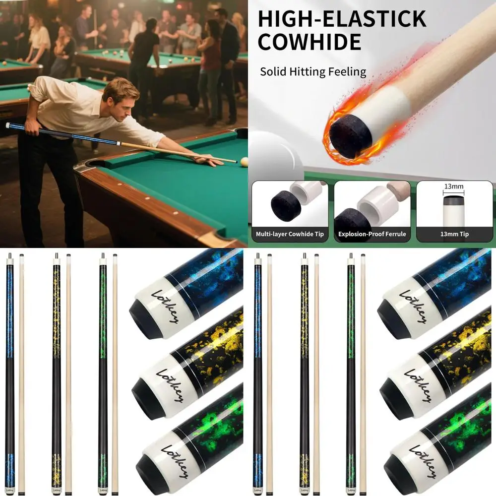 

Set of 4/3/2/1-58 18-21 oz Maple Billiard Cues for Professional Players, Durable Sticks for Adults & Home Bars