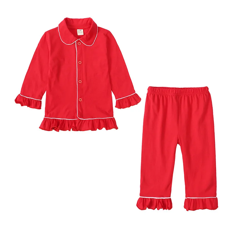 Fashion Solid Color Kids Pijama for Girl Long Sleeve Sleepwear Pants Spring Autumn Children Clothing Boys Pajama Set 1-9 Years