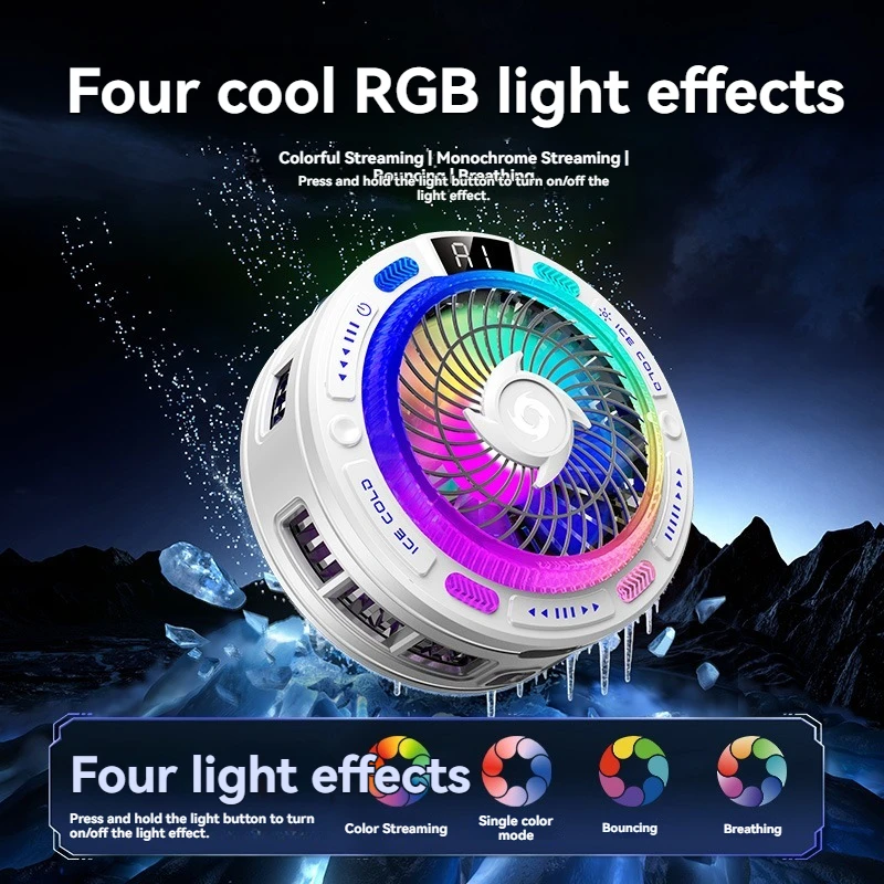 K50 AI Mobile Cooler Magnetic Back-clip Ice Cooling Radiator Digital Display RGB Light Gaming Cooler Temperature Control