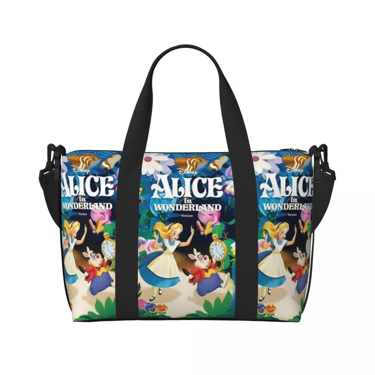 

Custom Alice In Wonderland Tote Bag Women Large Capacity Cartoons Gym Beach Travel Bags