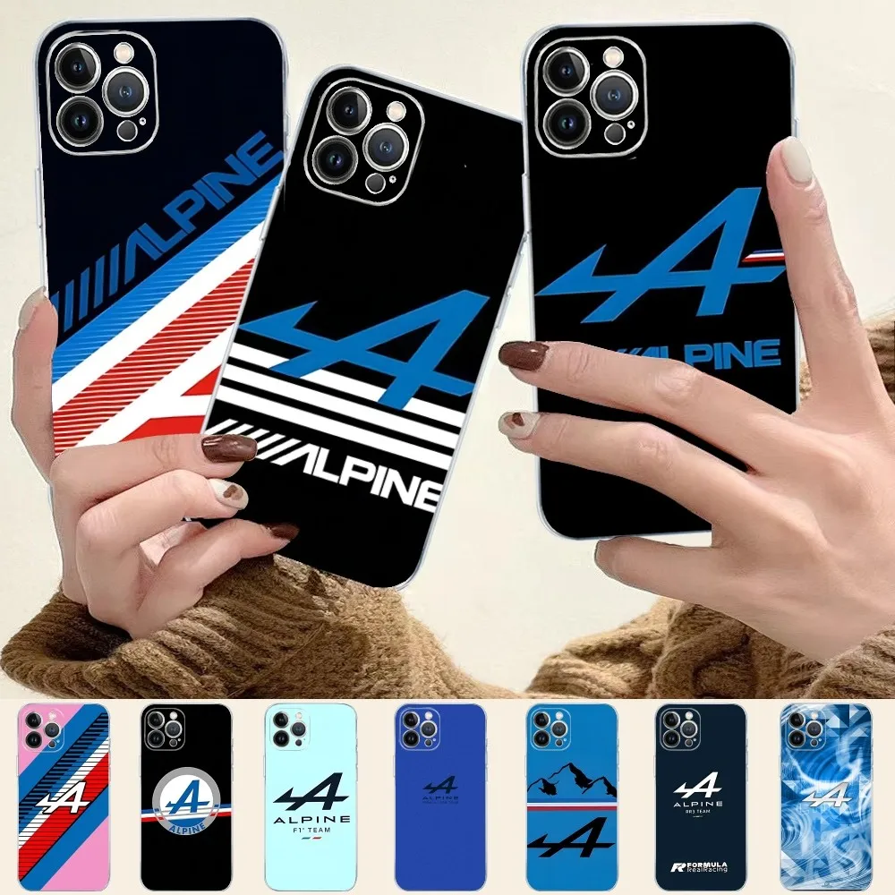 A-Alpine Logo Tricolor French Flag Phone Case For iPhone 16 15 14 13 12 Mini 11 Pro XS Max X XR SE 6 7 8 Plus Soft Silicone