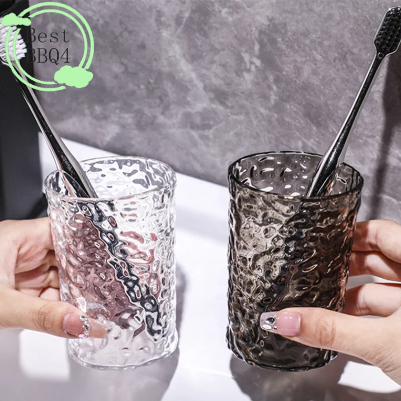 Plastic Bathroom Tumbler With Handle Transparent Mug For Toothbrush_voghion.com