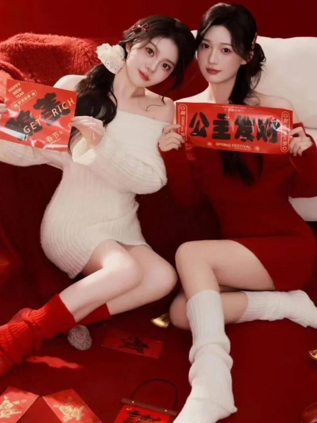 

Sweet Art Photo Photography Studio New Style One Shoulder Sweater Artistic Portrait Clothing Female Fashion Spring Season