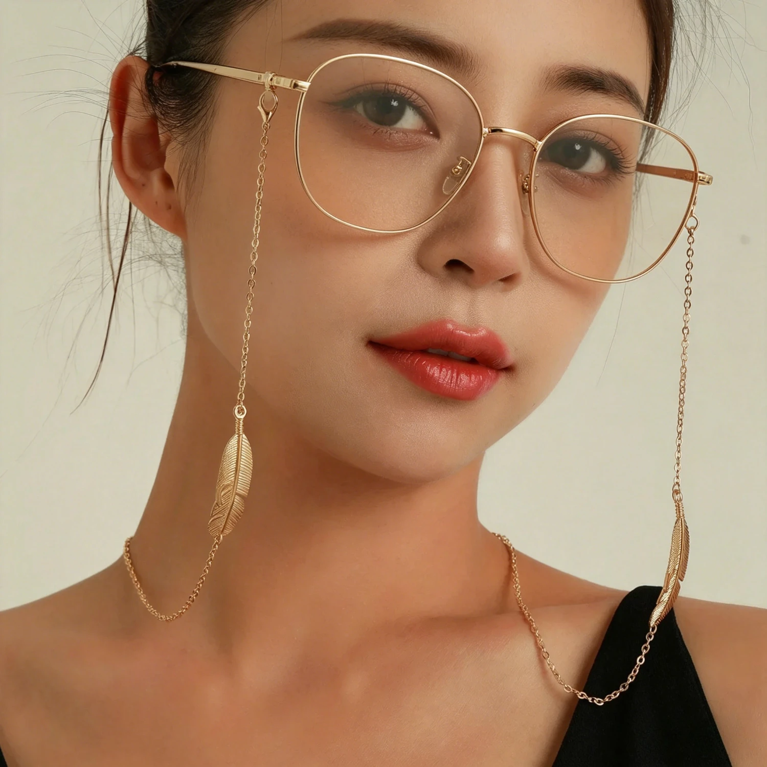 Vintage Feather Disc Eyeglasses Chain Zinc Alloy Sunglasses Retainer Strap Daily Wear Accessories