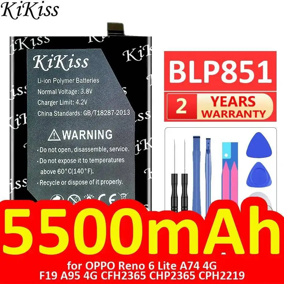 

Для Oppo Reno 6 Lite A74 4G F19 A95 CFH2365 CHP2365 CPH2219 Экологически чистый аккумулятор мобильного телефона BLP851 5500 мАч