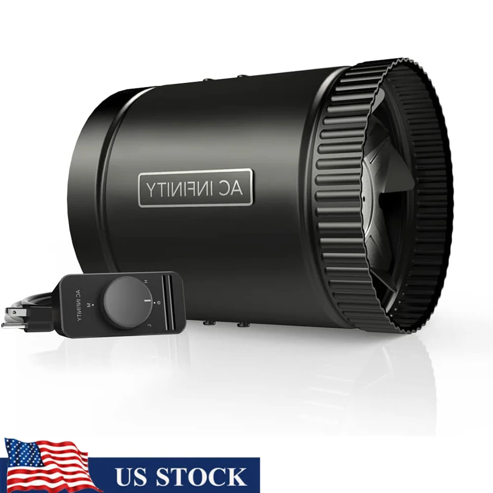 مروحة معززة للقناة المضمنة مقاس 6 بوصات مع وحدة تحكم في السرعة ومنفاخ منخفض الضوضاء وأنظمة HVAC والطابق السفلي والحمامات والمطابخ وورش العمل