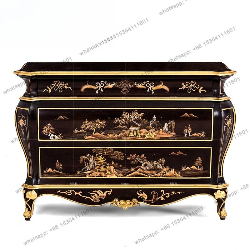 English solid wood painted foyer cabinet villa club model room furniture