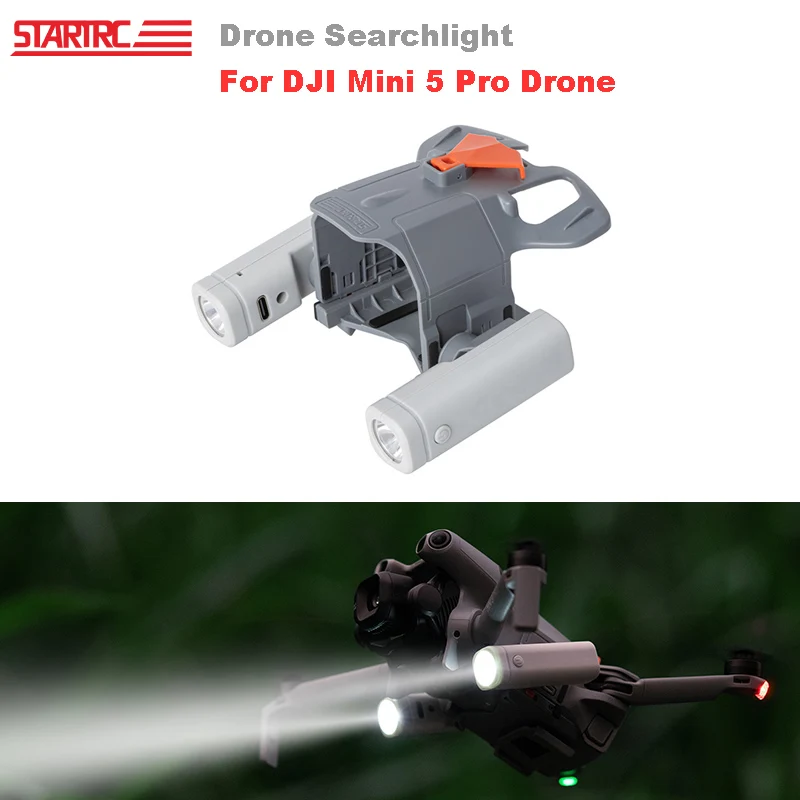 

Rechargeable Searchlight for DJI Mini 5 Pro Drone Accessories Searchlight LED Night Flight Signal Light Flashlight Dual Light