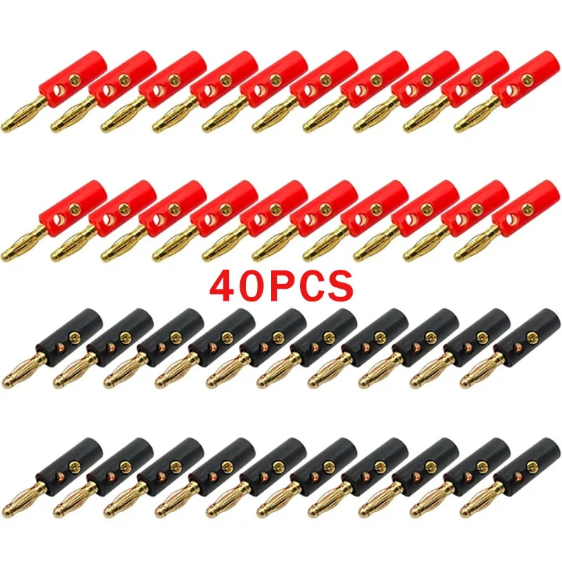 

40PCS Gold Plated 4mm Banana Plug For Speaker Wire Red Black Audio Speaker Cable Wiring Post Banana Connector