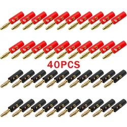 40PCS 4mm Banana Plug Gold Plated For Speaker Wire Red Black Audio Speaker Cable Wiring Post Banana Connector