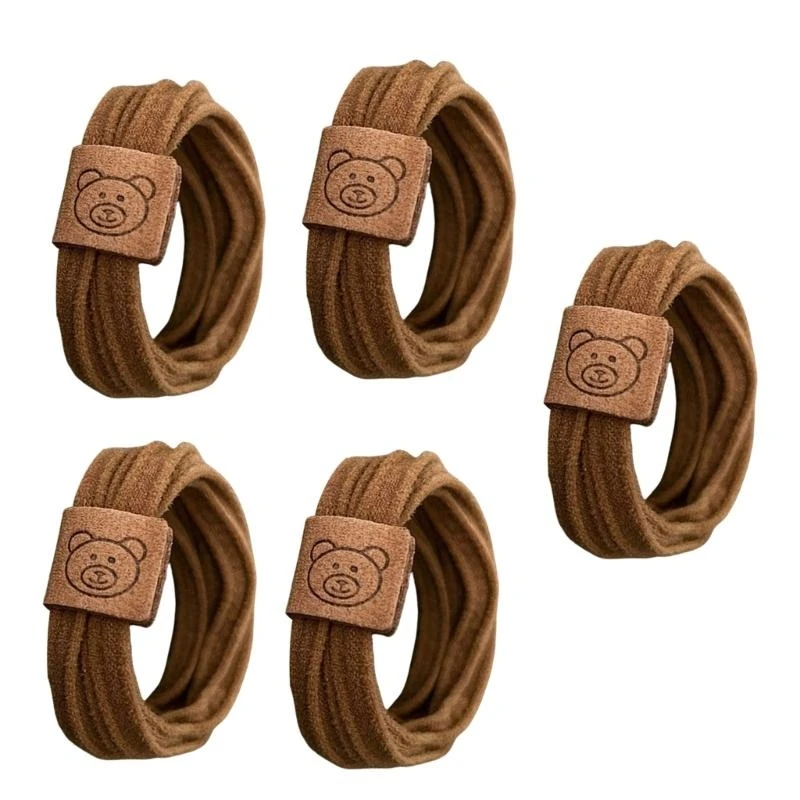E56A 5 Pcs Elastic Scrunchies Bear Simple Hair Tie Scrunchies Heavy Duty