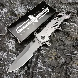 Outdoors folding knife, multifunctional wilderness tactical self-defense, survival knife, window-breaking compass, hunting knife