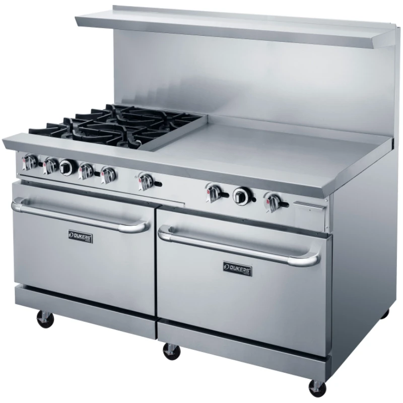 # For Restaurant Kitchen Stainless Steel Gas 4/6 Burners Stove With Double Oven And Griddle