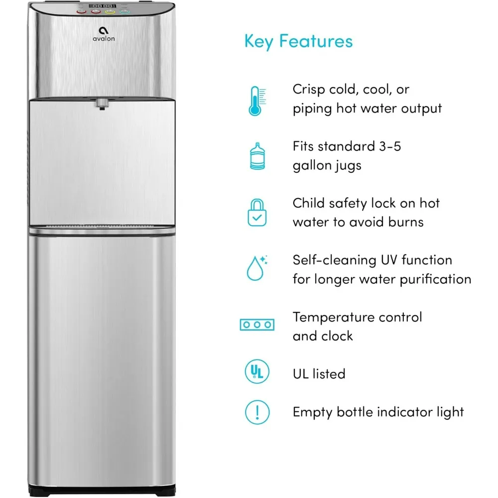 Electronic Bottom Loading Water Cooler Water Dispenser - 3 Temperatures, Hot, Cold & Room Water, Durable Stainless Steel Cabinet