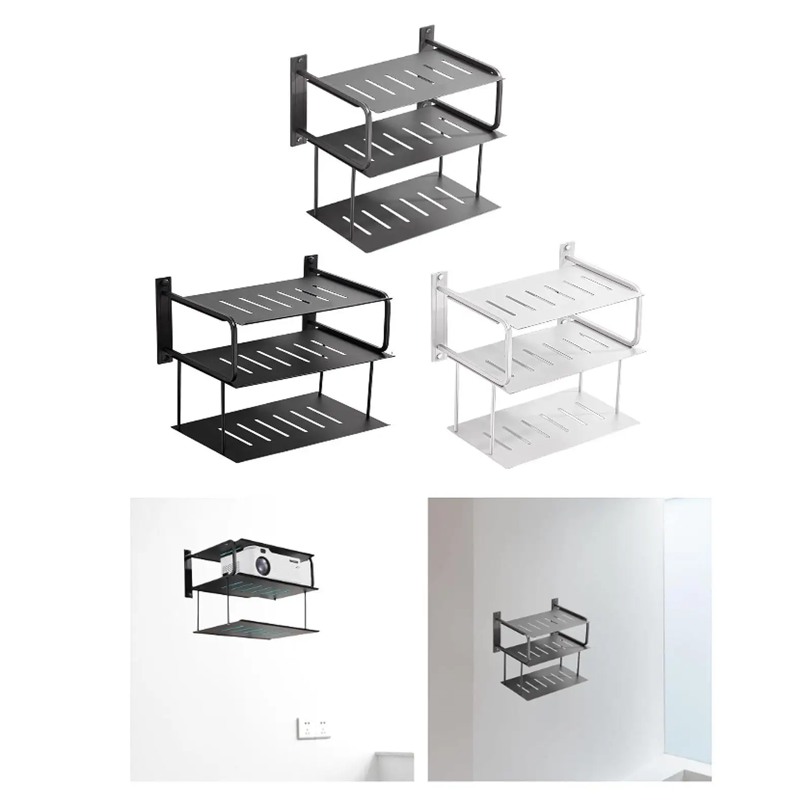 

3 Layers Projector Shelf Wall Mounted Easy Installation Strong Load Bearing Organizer for Office Camera Hotel TV Boxes Speaker