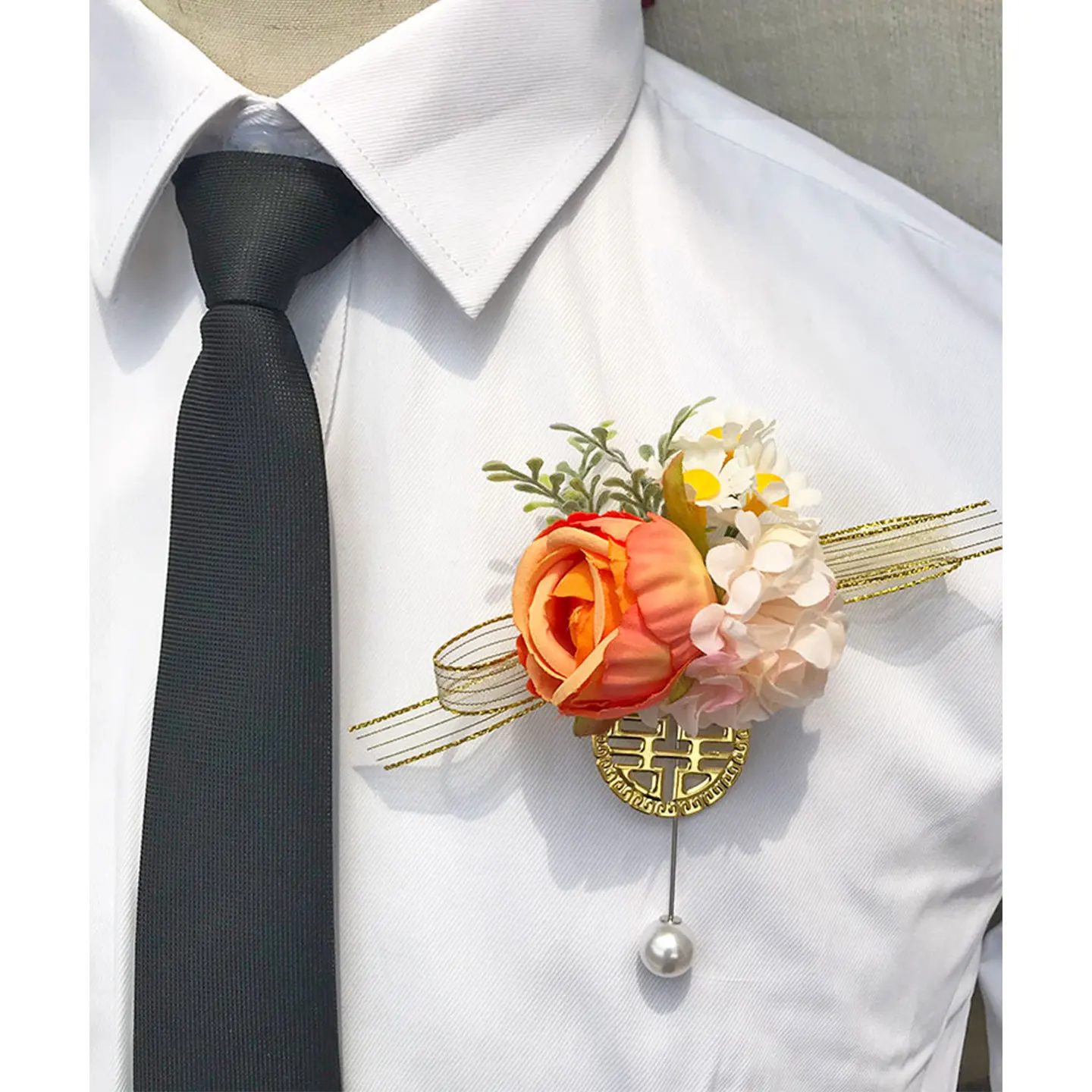 

Wrist flower full set of wedding placket flower Mori simulation high-end best man don't flower