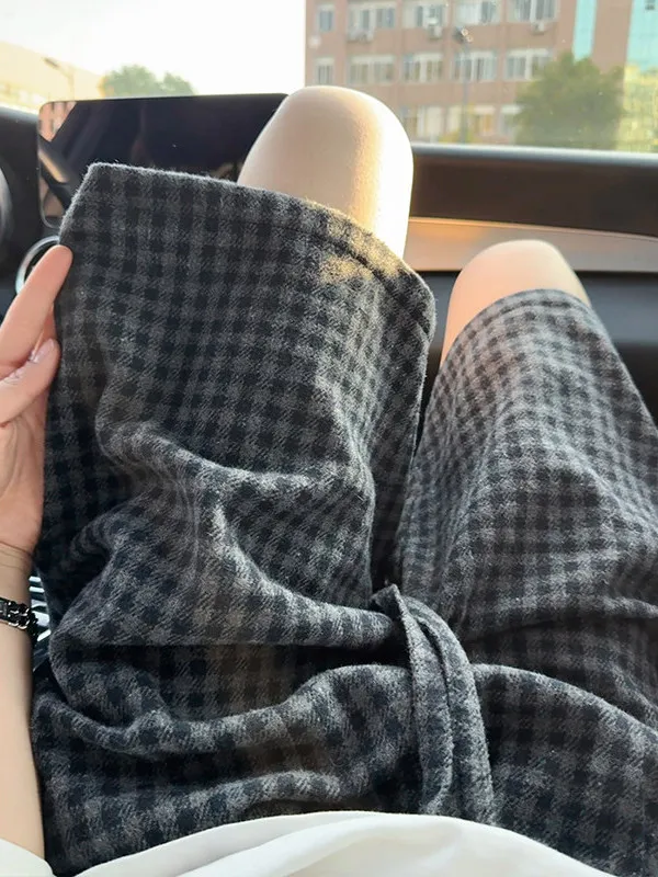 

Bla ey Plaid Casual orts ex Summer Loose Wide Leg Sport Sweatpants Cleanfit Loose Five-Quarter Length Youth Faion