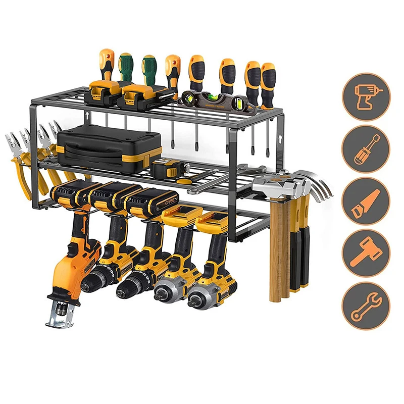 

Power Tool Organizer Rack Wall Mount Tool Rack Workshop Garage Wrench Tool Storage Shelf Heavy Duty Electric Drill Holder Rack