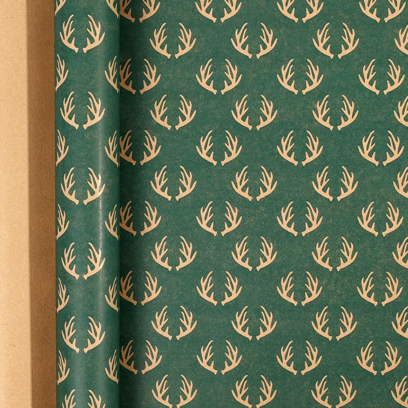 

Рулон упаковочной бумаги для подарков, пригодный для вторичной переработки, подарочная упаковка с оленями, рождественская упаковочная бумага, прочная винтажная подарочная упаковка на день рождения, зима, новинка