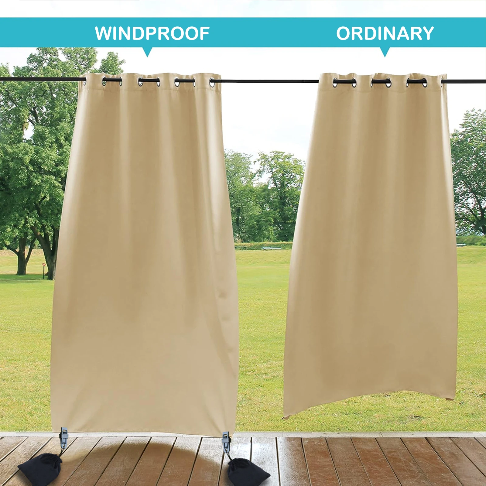 Outdoor Curtain Weights Velvet Bundle Pocket with Clip for Fixing Tablecloth Garden Flag Shower Drapery Weight Heavy Accessories