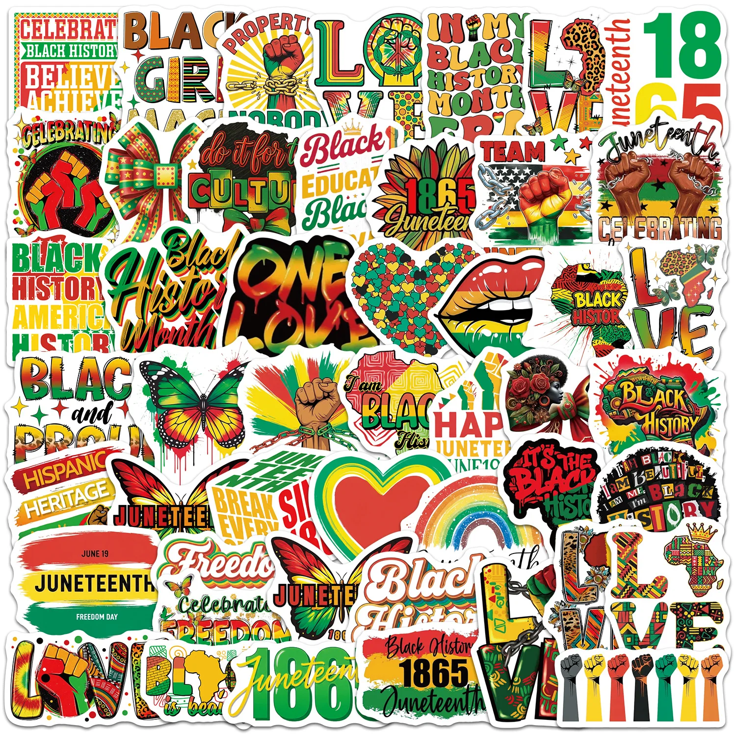 10/30/50PCS Juneteenth Black History Month Freedom Day Stickers African American Culture DIY Decor Phone Laptop Luggage Sticker