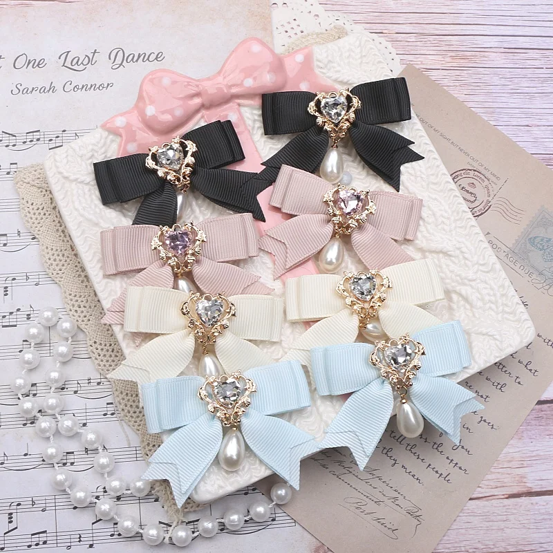 2 шт., женские аксессуары для волос, женские заколки для волос в стиле барокко Y2K, бант в стиле Лолиты для девочек, шикарный жемчужный кулон, декор, женские заколки для волос