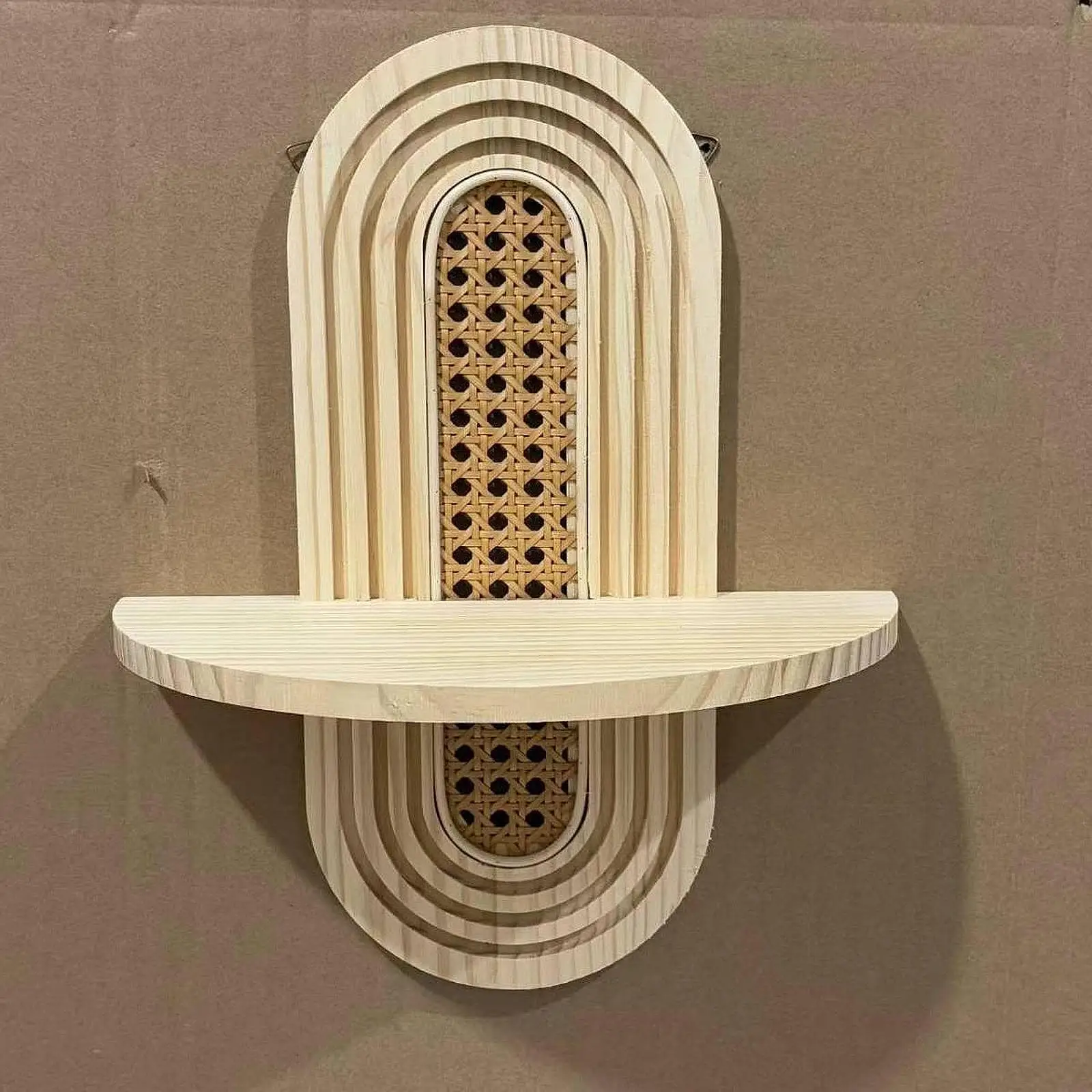 Bohemian Wooden Floating Shelf Wall Mounted Display Rack for Room Decoration Office Bedroom Decor