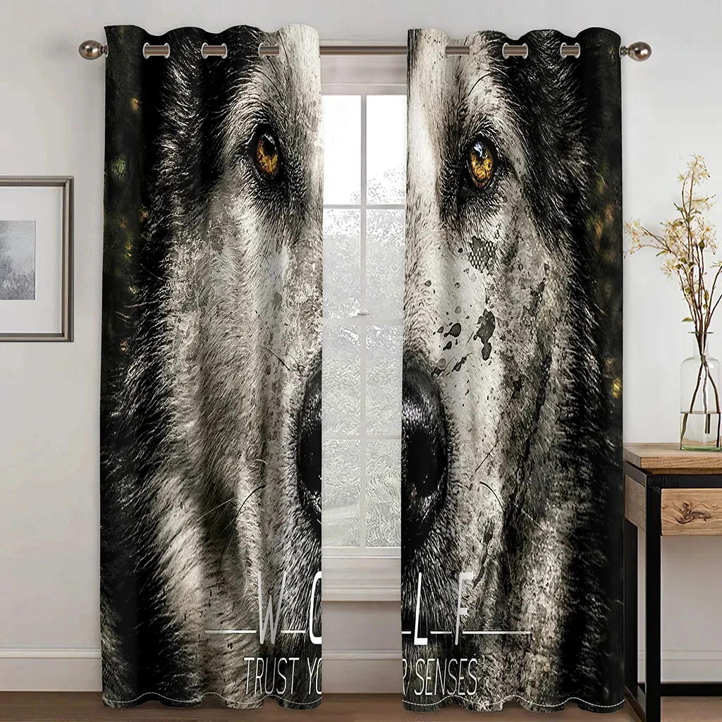 Wild Wolf Staring At You Animal High Shading Window Curtains Living Room Bedroom Children Room Modern Home Thick Clackout Drape