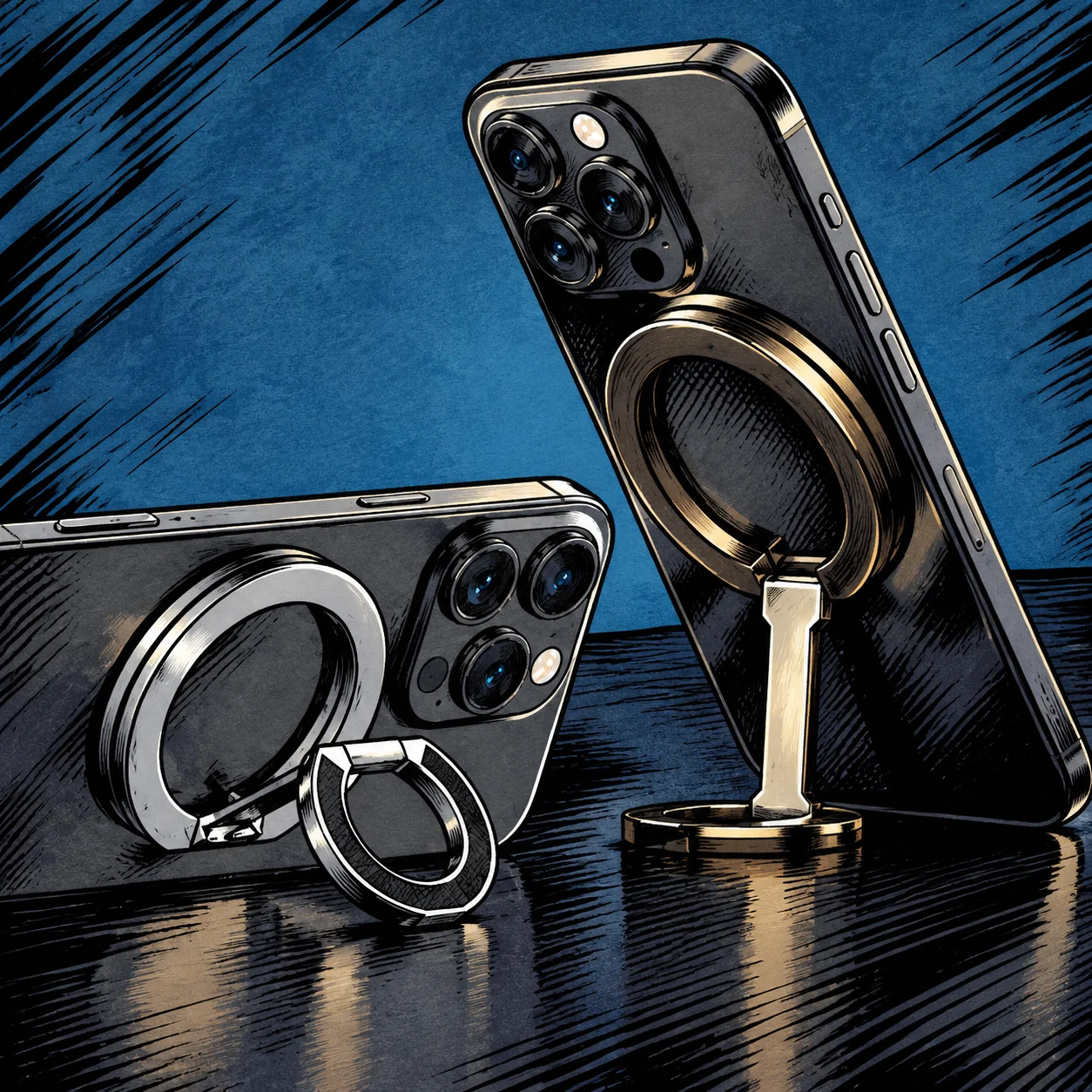 Universal Double-sided Magnetic Holder for Mobile Phone Stand in Car Grip Finger Ring Bracket Portable Folding Cellphones Stand