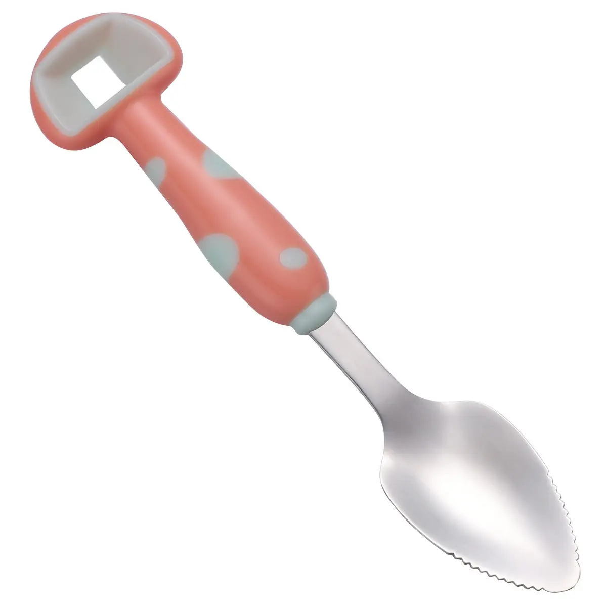 

Lovely Mushroom Design Baby Puree Spoon Stainless Steel Ergonomic Handle Serrated Edge for Infant Feeding Toddlers Soft Food