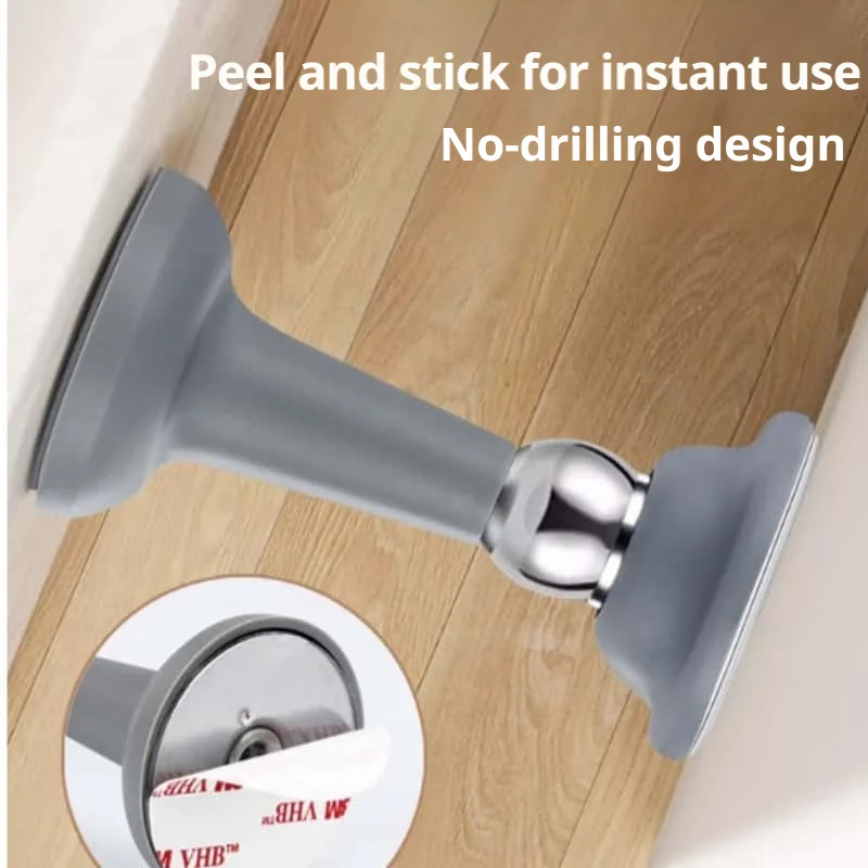 No‑Drill Strong‑Magnet Silicone Floor‑Mounted Door Stopper, Silent Anti‑Collision Bumper for Bedroom & Bathroom