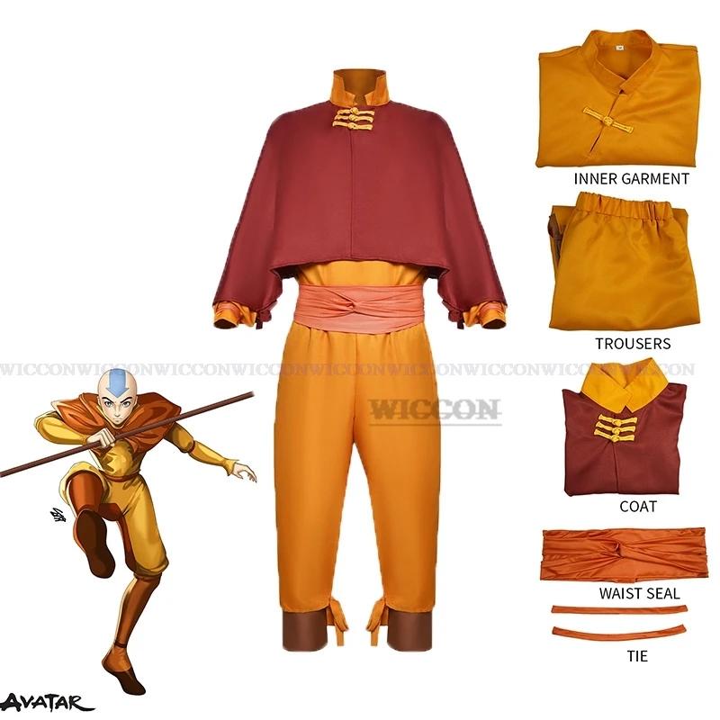 

Avatar The Last Airbender Avatar Aang Cosplay Costume Kids Children Jumpsuit Outfits Halloween Carnival Suit Men Suit Clothes