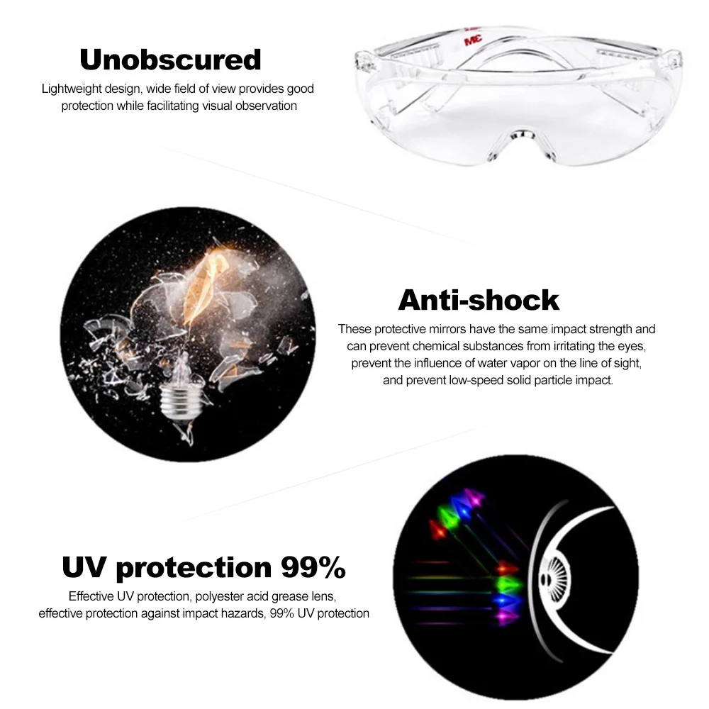 3M 1611HC Safety Glasses Professional Goggles Eyewear UV Protection Anti Dust Windproof Anti Fog Coating Eye Wear with Clear