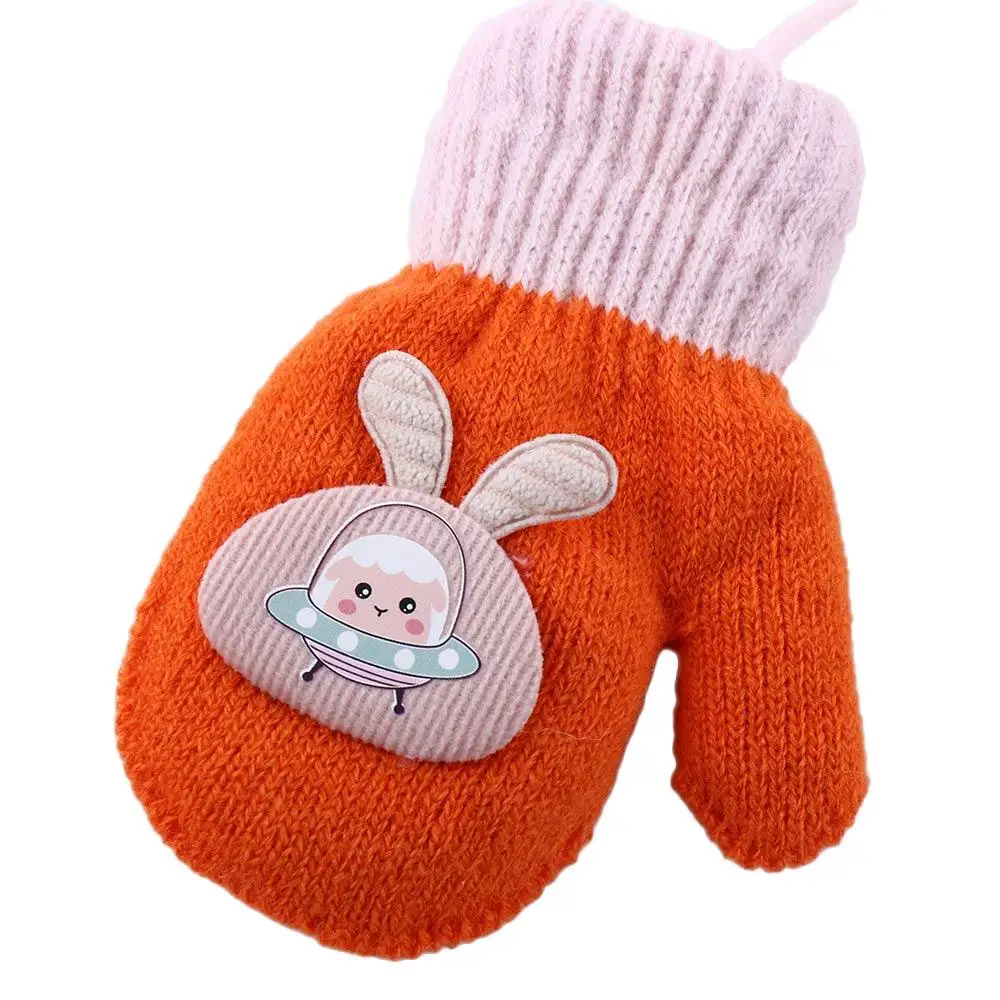 Cute Cartoon Girls Toddler Boys Infant Baby Mittens Knitted Gloves Thickened Warm Mittens