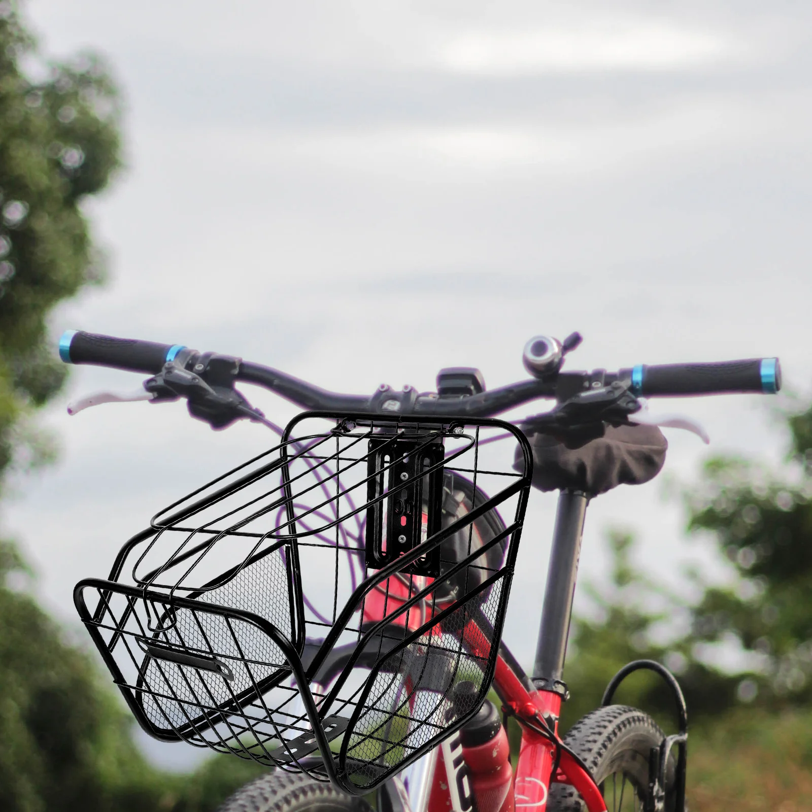 

Enlarged Bike Basket Heavy Duty Metal Front Bicycle Baskets Electric Scooter Supplies Sturdy Rack Carrier Mount Pre Drilled Hole