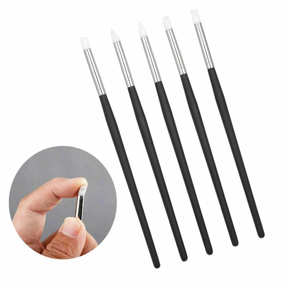 5pcs Silicone Rubber Tip Paint Brushes for Watercolor Oil Painting Polymer Clay Sculpting Fimo Modelling Tools Art Supplies