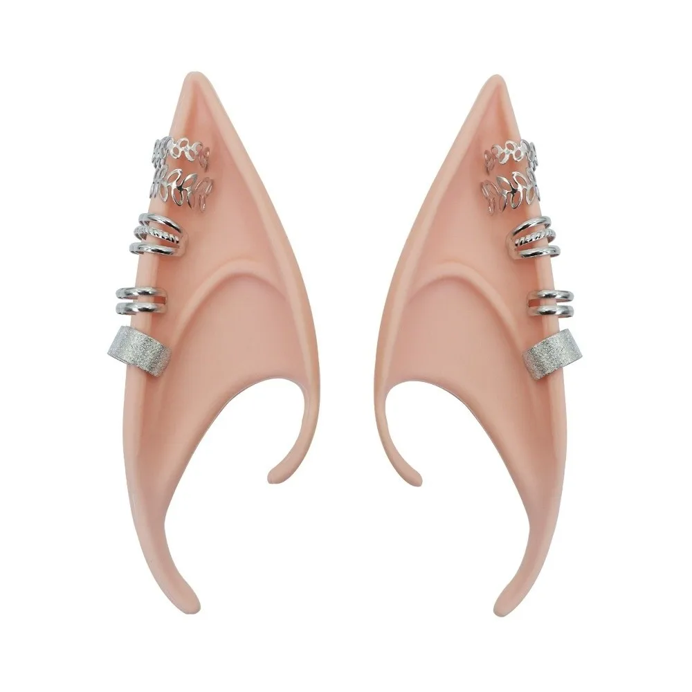 1 paar Creatieve Latex Elf Oren met Oorbel Niet-doorboord Valse Oren Vrouwen Oorbellen Cross Oor Manchet Sieraden cosplay Accessoires