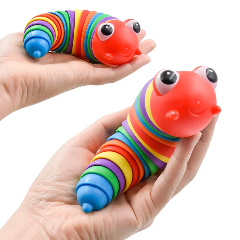 3D Slug Fidget Toy Fidget Toy Slug Articulated Flexible Relief Anti-Anxiety Slug Sensory Toys Children Aldult Release Stress